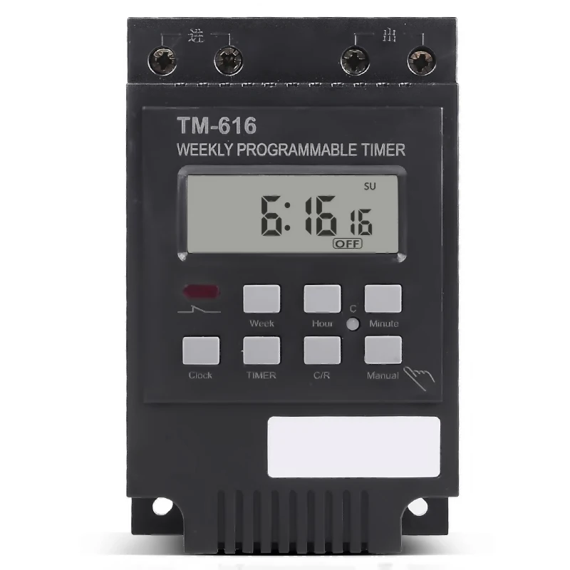 

TM616 Din Rail DC Timer Switch,AC 240V 30A Weekly 7 Days Programmable Digital Industrial Led Time Switch,For Din Rail Mount