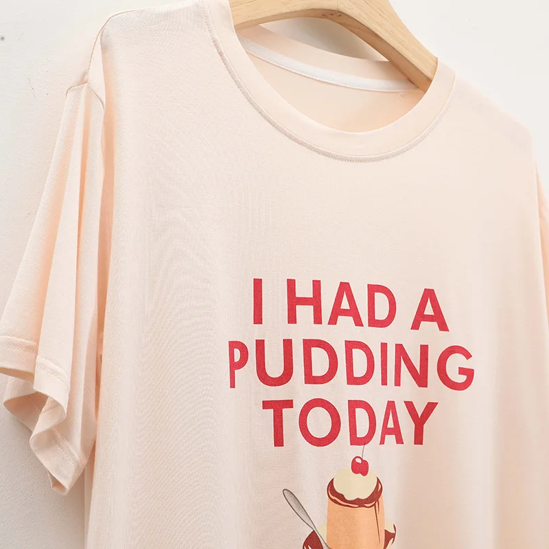 New Pajamas for Women's Summer Nightgowns Sweet Cartoon Cake Skirt Large Size Home Service Can Be Worn Outside Casual Sleepwear