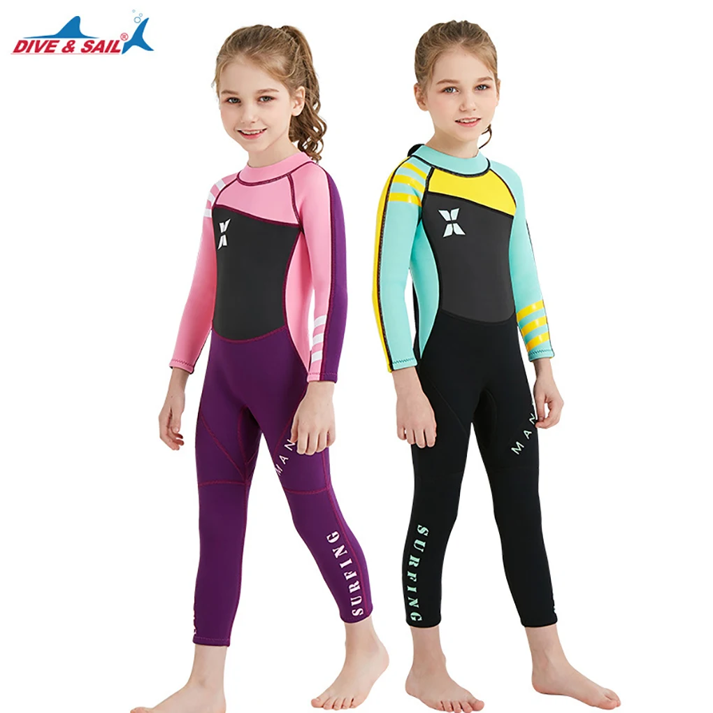 

Kids Wetsuit Round Neck One Piece Sun Proof Snorkeling Set Bathing Suit Clothes Swimwear for Swimming Diving Pink M