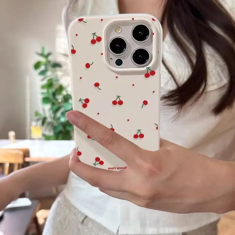 Фото Чехол для телефона с милым мультяшным рисунком вишни и личи для Samsung Galaxy S25 Ultra S24 FE S23 Plus S22 A16 A56 A36 A25 A54 A55 A53 Cover №1