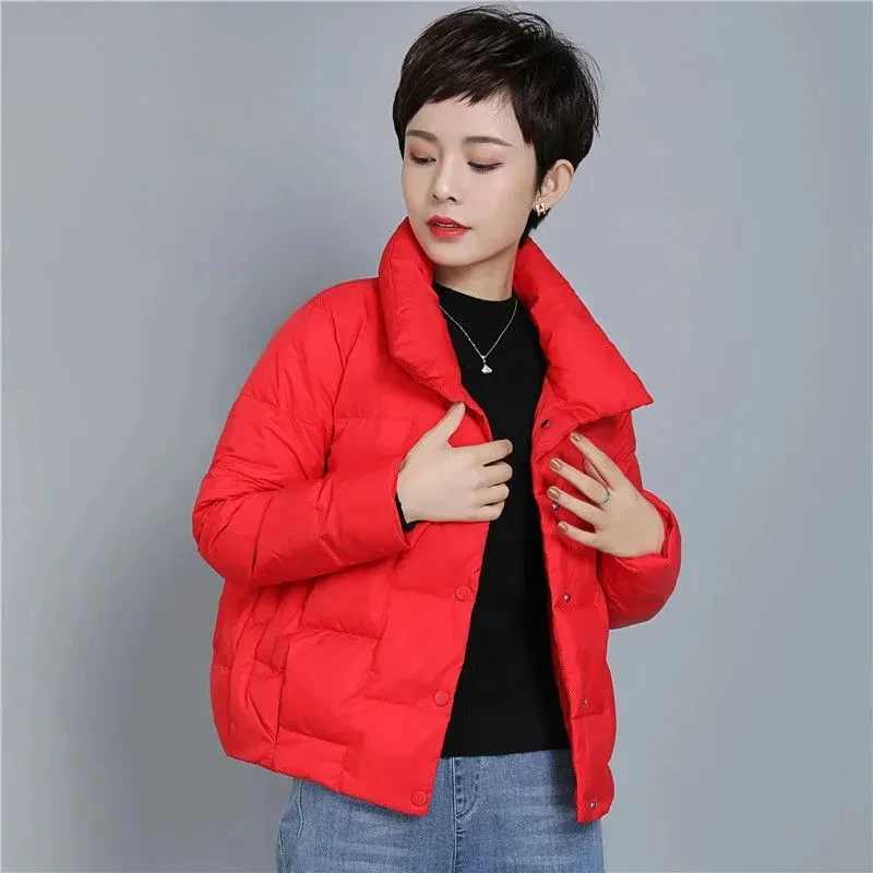 Down Cotton Jacket Women Clothing Short Fashion Lightweight Winter Padded Coat Female 2022 New Large Size Single Breasted Parkas