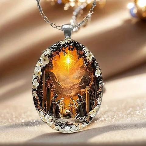 Изысканное овальное ожерелье из стеклянного сплава