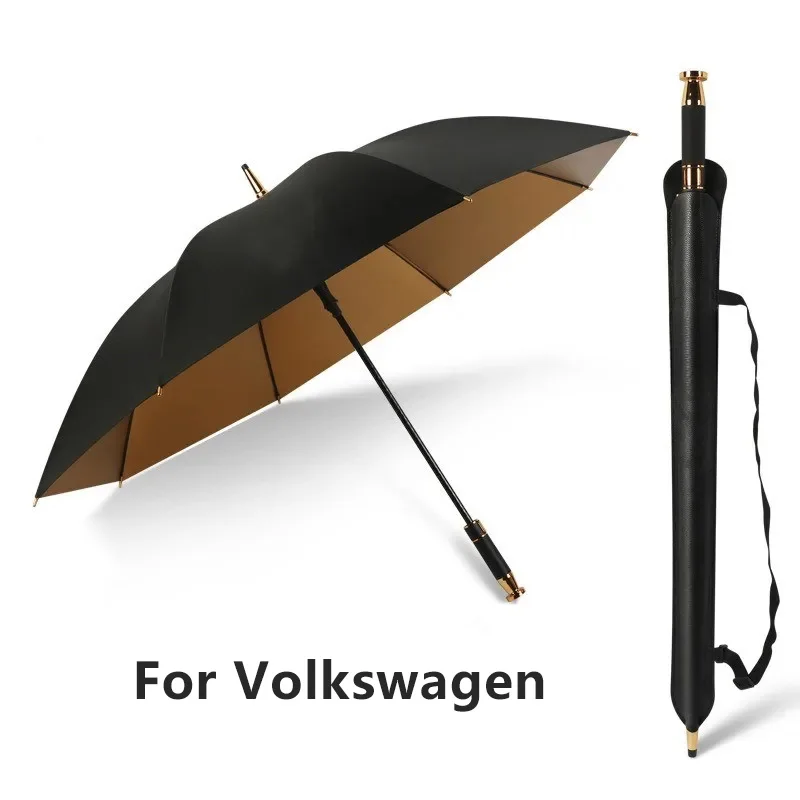 

Для Mercedes-Benz Rolls-Royce BMW, полностью волокнистый кожаный чехол с длинной ручкой, золотой клей, зонтик для гольфа, логотип автомобиля, бизнес-подарок, зонтик