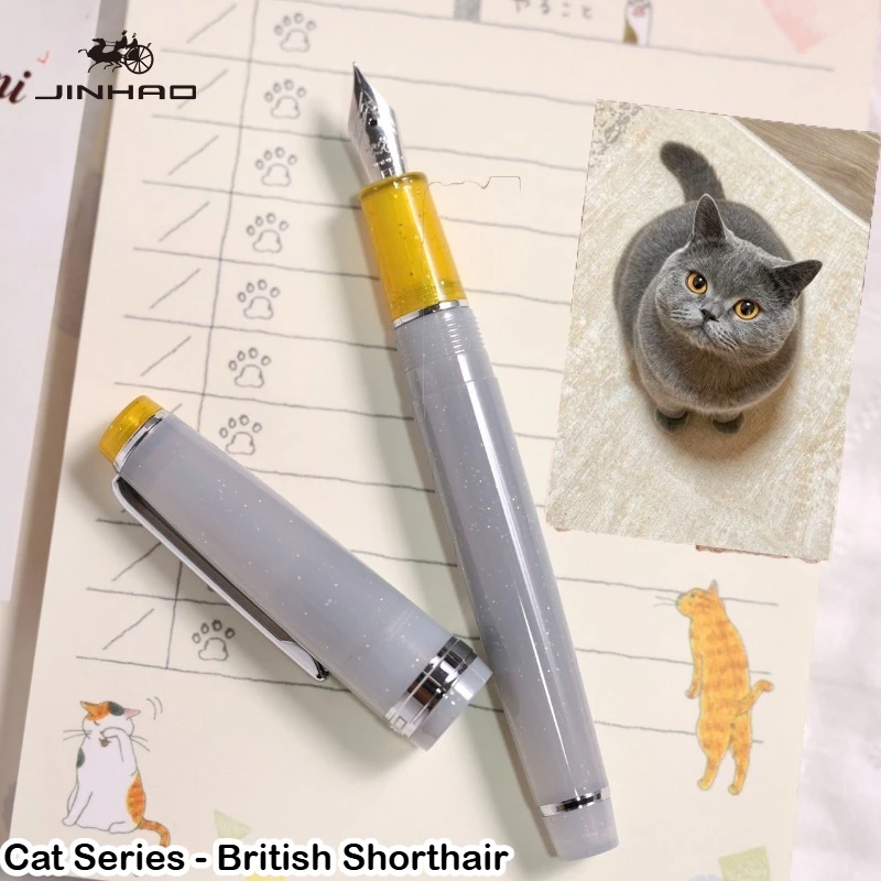Фото Ручка-фонтан JINHAO 82 серии Limited Edition Pet Cat, EF/F/M, с зажимом из розового золота, для каллиграфии, канцелярские товары для школы и офиса №3