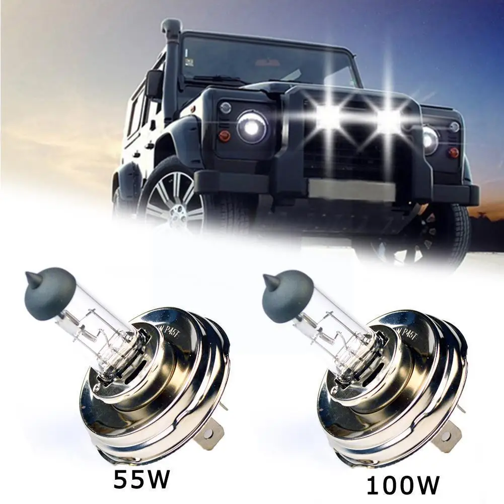 

1pc Car Headlight H4 P45t 12v 55w 100w Ultra-white Quartz Light Halogen Vehicle Agricultural Bulb Lamp V9f0 S3q9