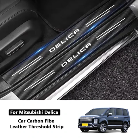 4/5Pcs Car Door Threshold Stickers Decal Rear Trunk Protective Strip For Mitsubishi Delica D5 L400 Auto Decoration Accessories