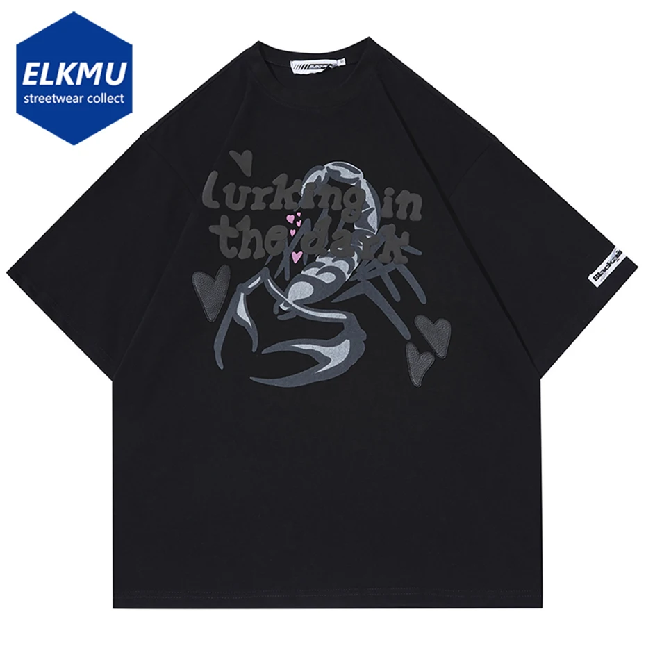 

Футболка мужская оверсайз с изображением скорпиона, уличная одежда в стиле Харадзюку, хлопковая Свободная рубашка с коротким рукавом, в стиле хип-хоп, Y2K, лето