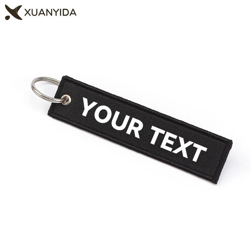 

Embroidered Keychains Custom Text Name Logo Personalized Keyring Names Tag Customized Key Chains For Car Motorcyle Keys Holder