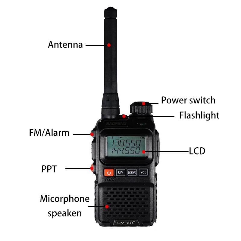 2PCS BAOFENG UV-3R Plus Dual Band Wireless Portable CB Walkie Talkie UV3R+ Intercom FM Transceiver Ham Radio UV 3R Two Way Radio