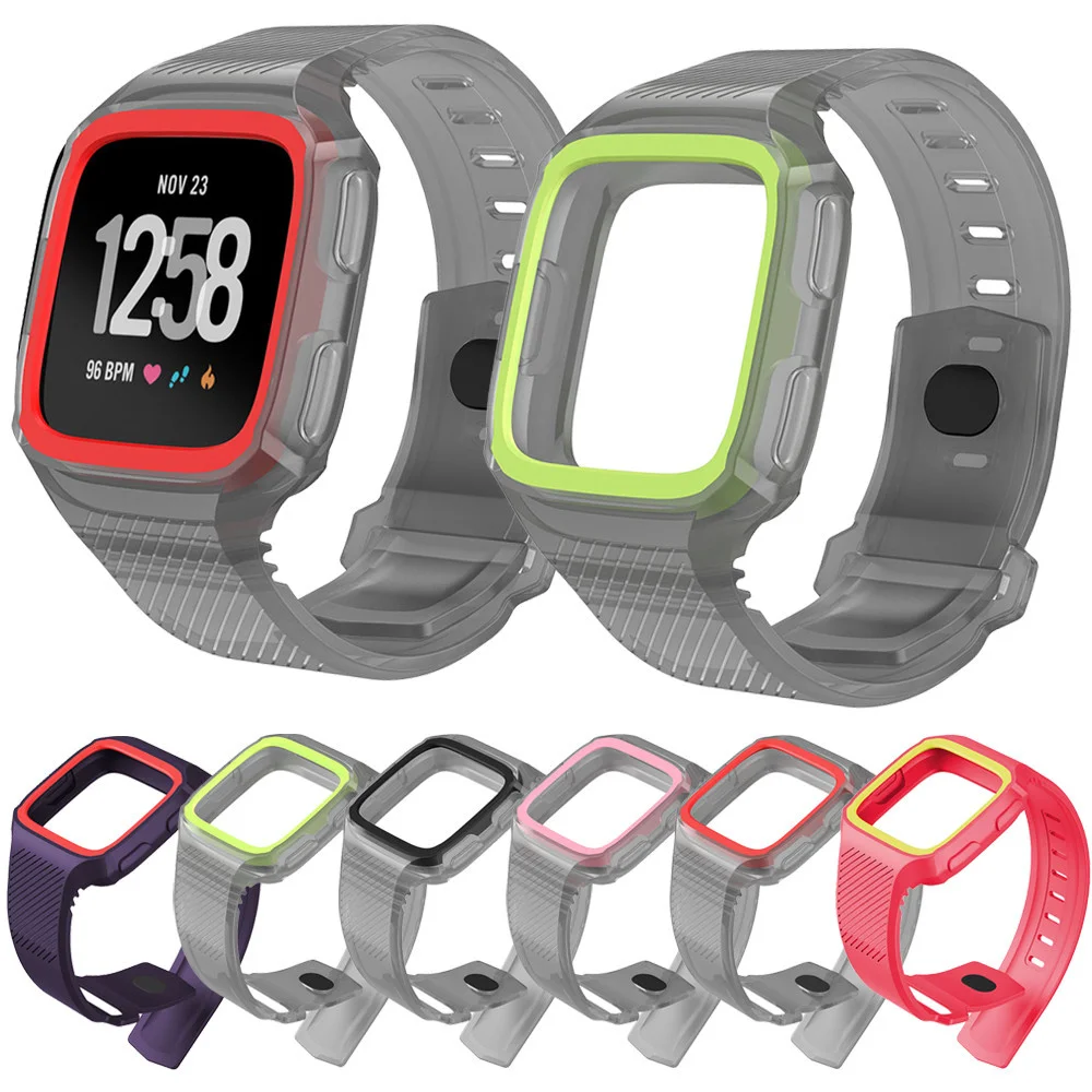 

Silicone Replacement Watchband Protective Case Cover For Fitbit Versa Versa2 WristBand Bracelet Shockproof Shell Watch Accessory