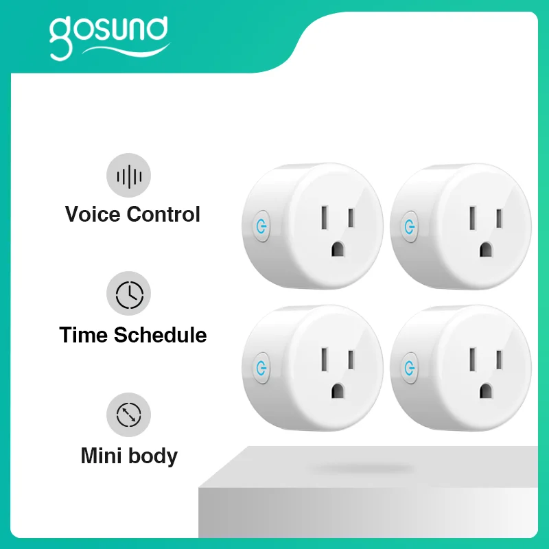 Gosund WP5 4Packs Smart Socket WIFI US 10A Mini Socket Outlet Timing Voice Smart Life App Remote Control Work with Google Alexa