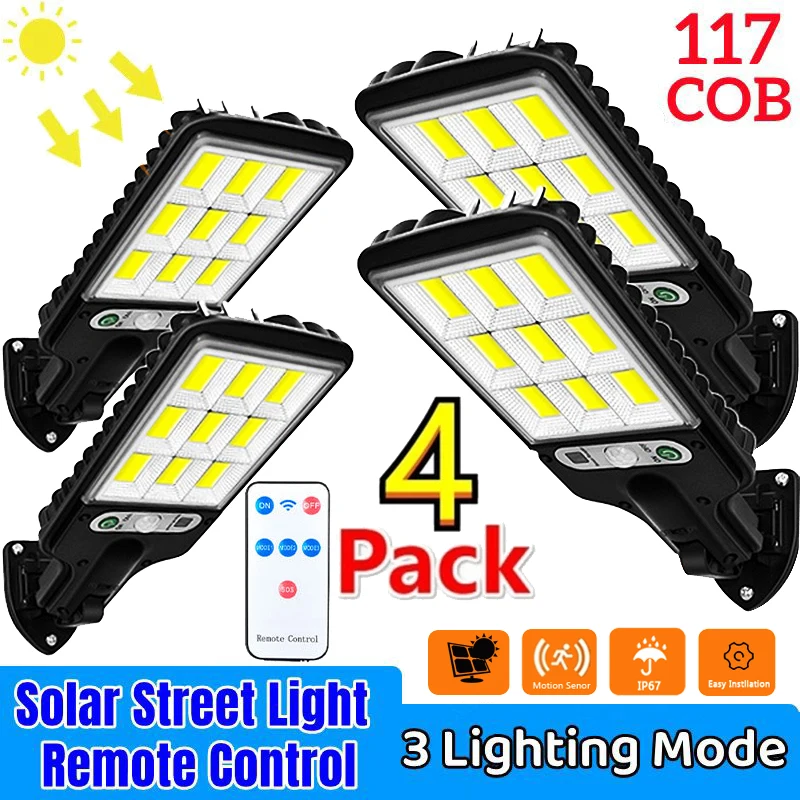 

Solar Street Lights Outdoor Waterproof Motion Sensor Wall LED Lamp with 3 Lighting Mode Solar Powered Lights for Garden Patio