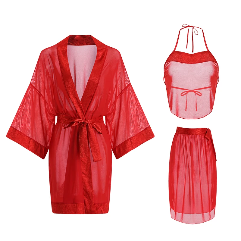 Mesh Lace Nightdress Hanging Neck Sling Emotional Lingerie Female Sexy Nightwear Temptation Nighties for Women Sleeping Dress