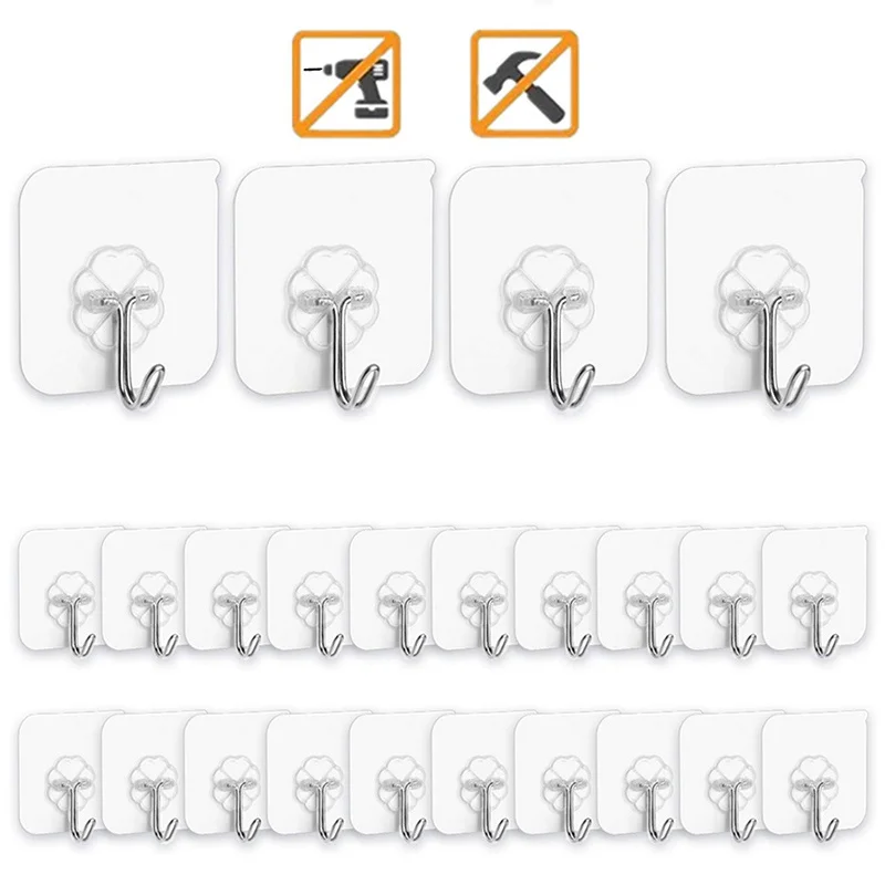 

Strong Hook Seamless Adhesive Hanger Storage Rack Transparent Waterproof Wall Sticker Universal Hook Kitchen Tools
