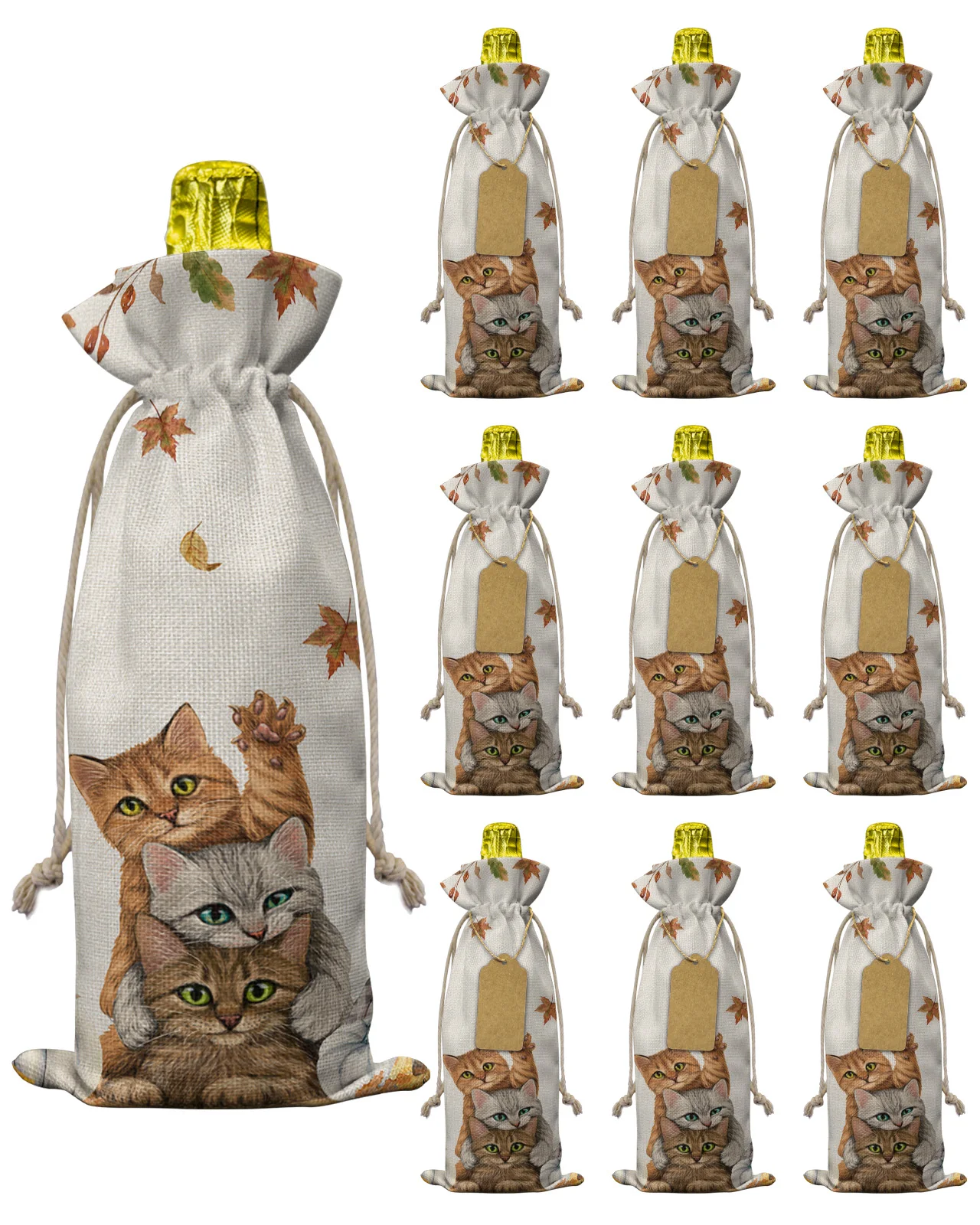 

10 шт., чехлы для бутылок с кленовым котом