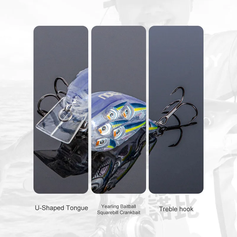NOEBY Group Fishes Жесткая приманка для рыбалки 60 мм 12 5 г Crankbait Плавающая 0-1 2 м