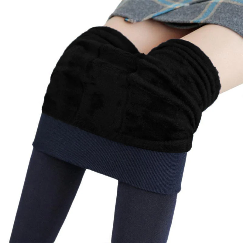 

Warm Women's Plus Velvet Winter Leggings Ankle-Length Keep Warm Solid Pants High Waist Women Leggings