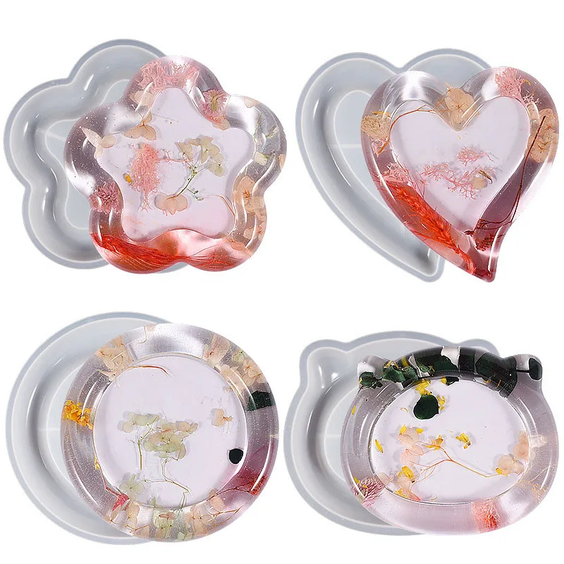 

Heart Bear Flower Tray Silicone Mould DIY Coaster Plate Gypsum Resin Mold Jewelry Storage Tray Plaster Mold Home Decoration Art