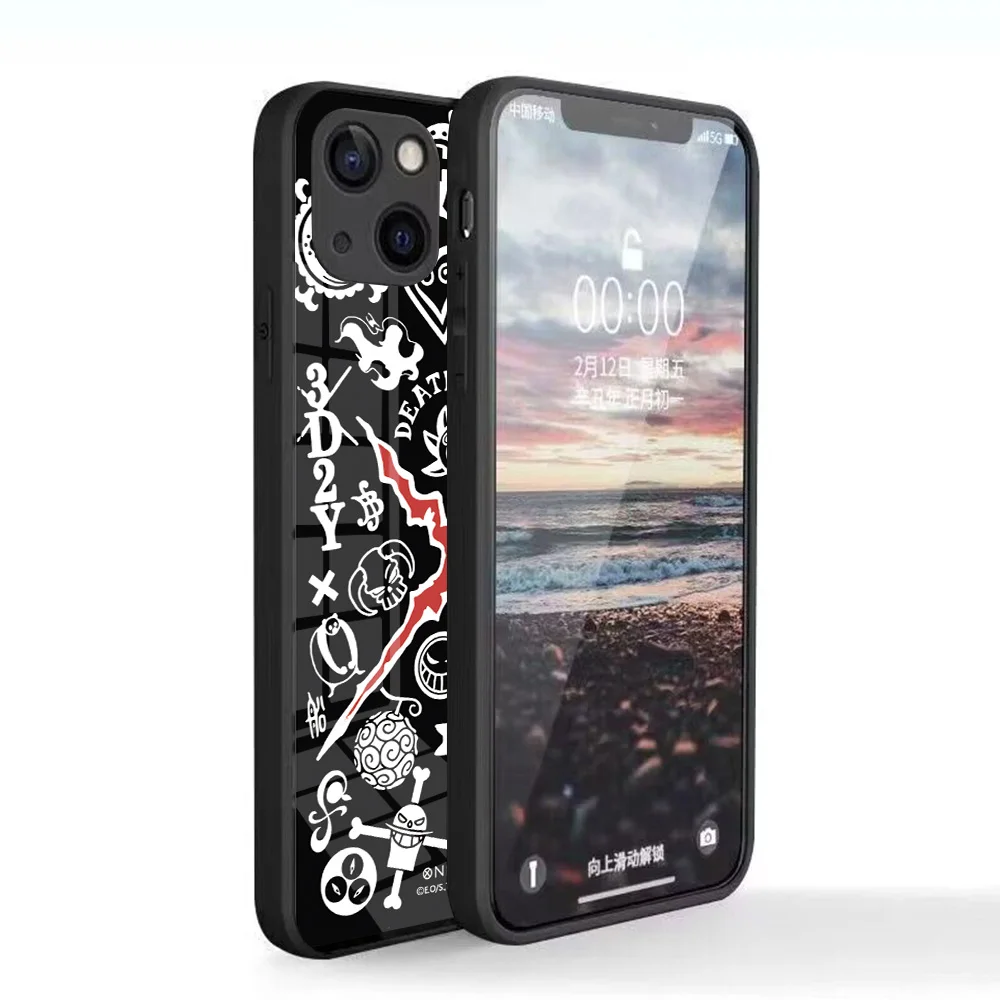Anime O-One P-Pieces Phone Case for IPhone 16 15 14 13 12 Mini 11 Pro XS Max XR X SE 2022 8 7 Plus Glass Soft Frame Back Cover