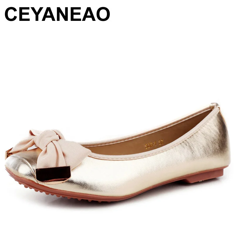 

CEYANEAO Spring Autumn Soft Leather Flats for Women Sweet Flat Heel Fashion Women's Flats Office Laides Brand Shoes Woman E1061