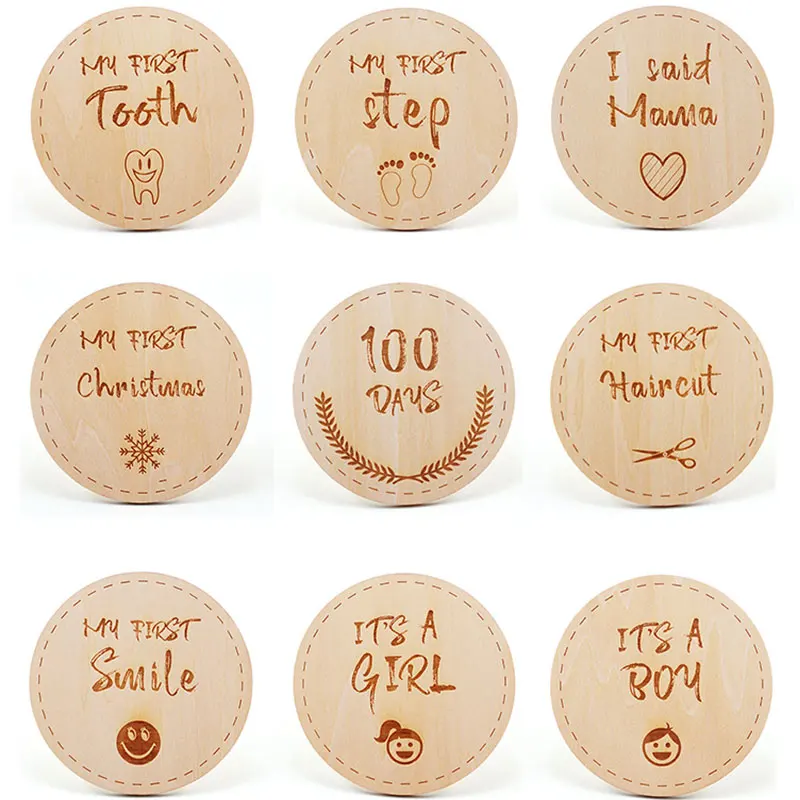 

1Pcs Baby Photography Milestone Cards Colorful Animal Wooden Toy Hello World Milestone Newborn Photography Props Christmas Gift