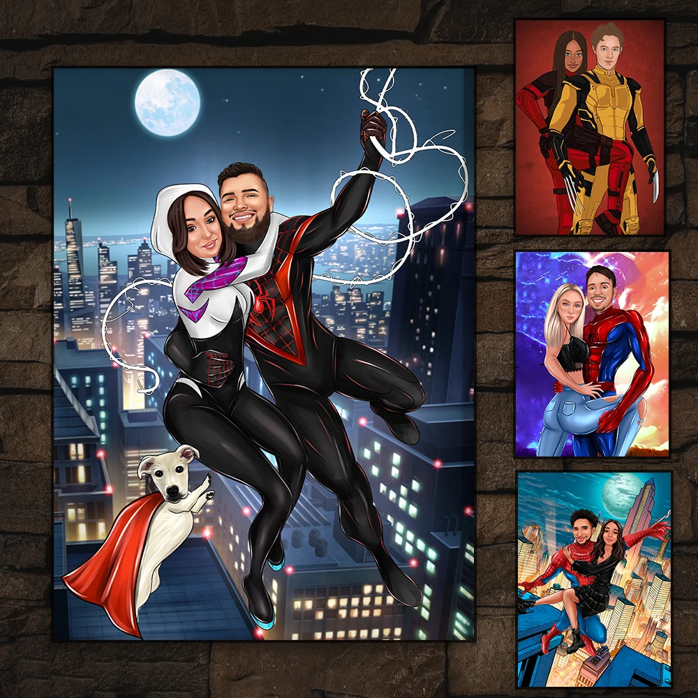 Пользовательский Дедпул Росомаха пара портретный постер персонализированный