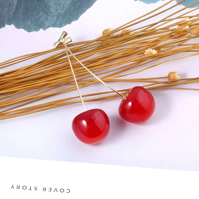 

Anime JoJos Bizarre Adventure Earrings Kakyoin Noriaki Cherry Drop Earrings Cartoon Cosplay Jewelry Gifts