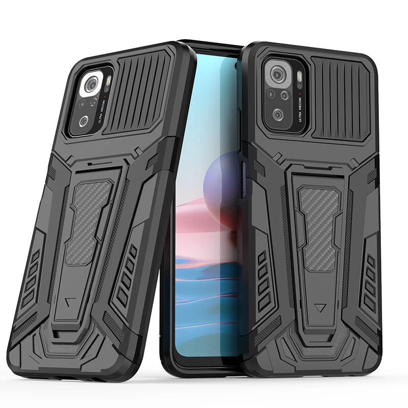 

Silicone Protective Phone Case For Xiaomi Redmi Note 9 9S 10 Pro Max Armor Bracket Back Cover For POCO X3 M2 NFC Pro