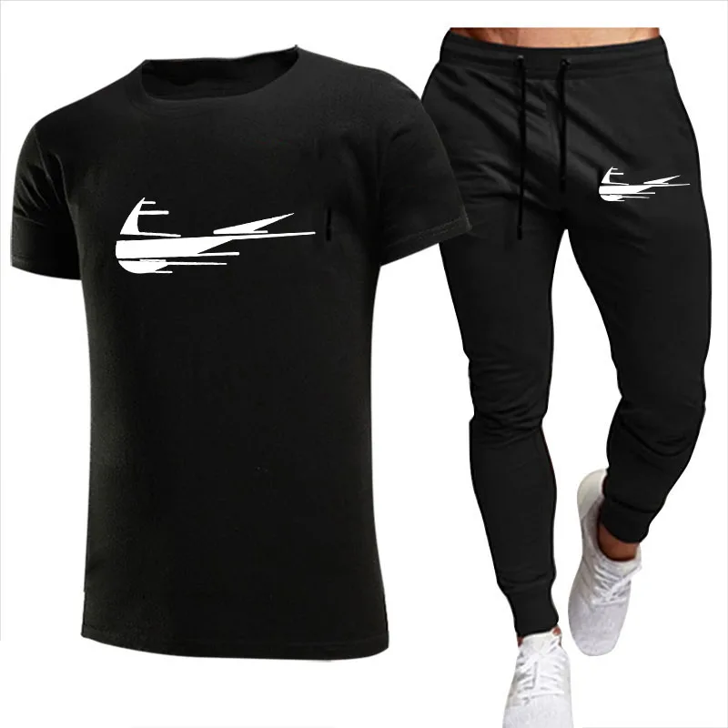 

Футболка и брюки из 2023 хлопка, повседневный комплект из двух предметов, Высококачественная мужская одежда с коротким рукавом, брендовая Спо...