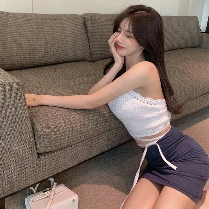 Женская майка-Холтер без рукавов