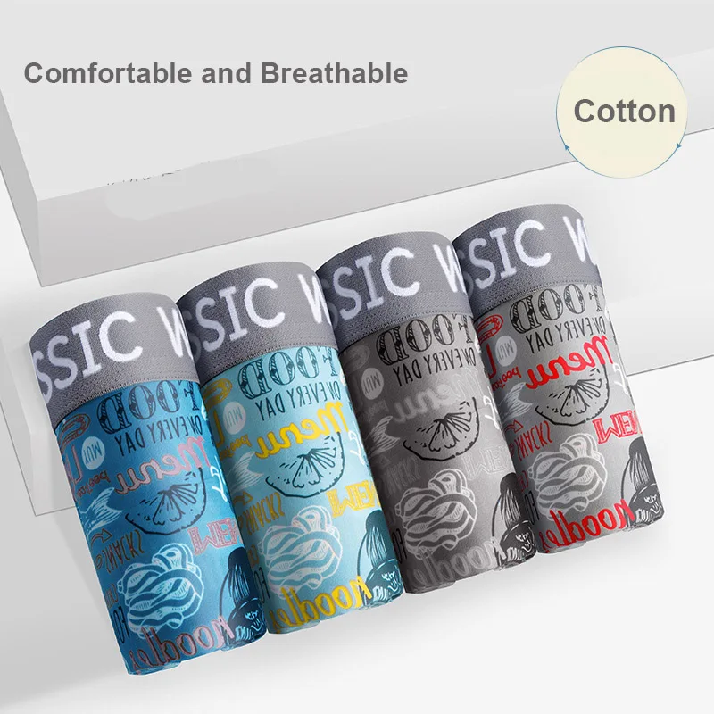 

4pcs men's underwear ice silk Modal flat angle cotton antibacterial new summer breathable four-angle cotton Panties