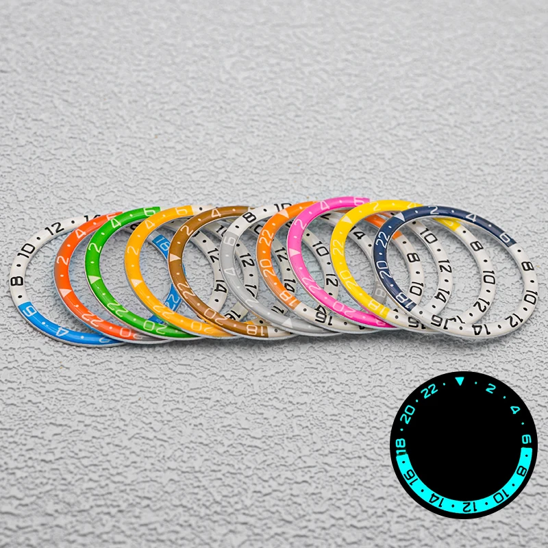 Mod 38mm Multicolour C3 Green Luminous Resin Bezel Insert Fits Seiko SKX007/SKX009/SRPD Watch Case NH35 NH36 Movement Watch Part