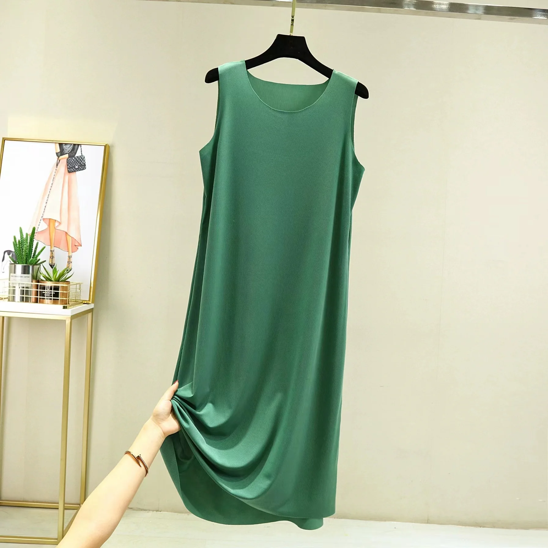 Fdfklak Summer Nightgowns Women New Vest Dress Female Korean Loose O-Shaped Nightdress Lce Silk Seamless Sleepwear Drape Pajamas