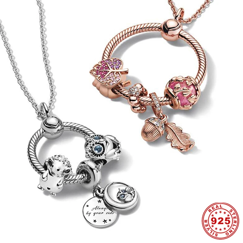 

S925 Sterling Silver Color O Circle Pendant Moments Necklace Diy Charm Jewelry For Women Gift Pendant Fit Original Pandora