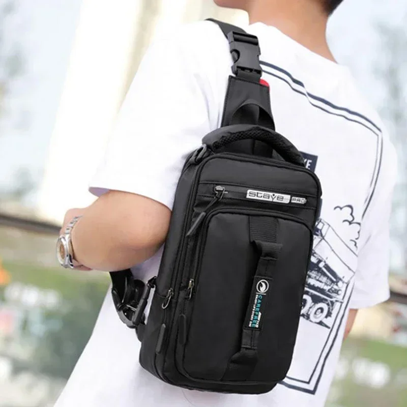 

Casual Bags Travel Bag Nylon Outdoor Men Crossbody Messenger Multifunction With Charging Waterproof Port USB Daypack Male Chest