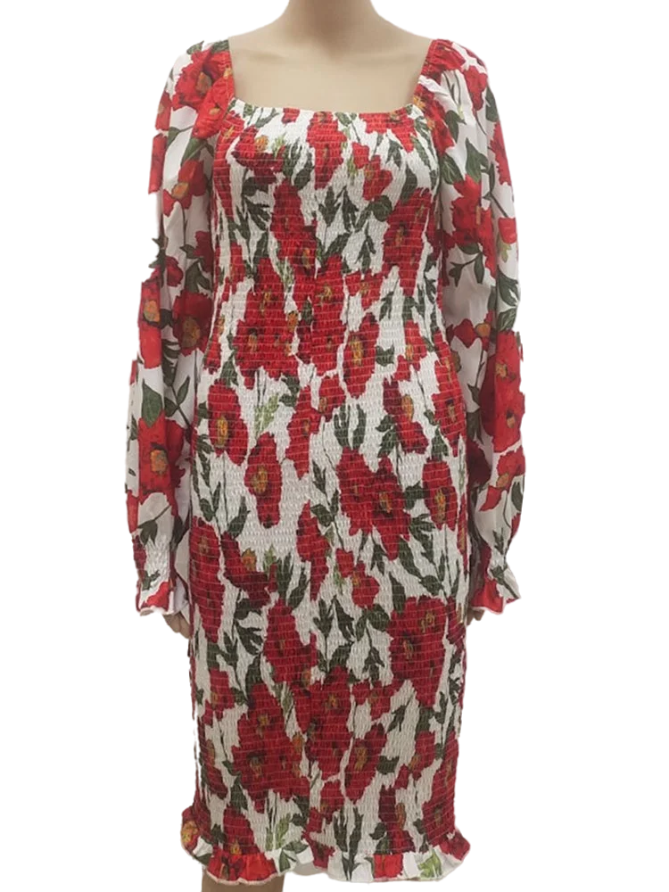 Летняя женская одежда 2022 облегающее платье миди с цветочным принтом