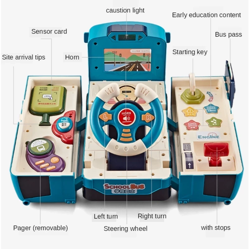 Многоразовая игрушка-трансформер на автобусе для детского образования с интерактивной имитацией вождения, светом и музыкой, подарок для малышей.