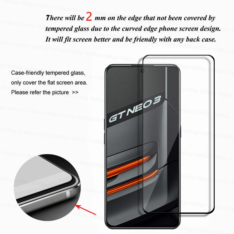 Полностью клеевое стекло для Realme GT Neo3 Защитная пленка экрана Neo 2 3 2T Pro Master