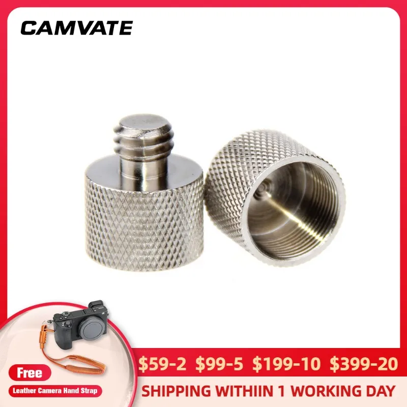 

CAMVATE 2 Pieces Standard Screw Connector Adapter With 3/8"-16 Male To 5/8"-27 Female Thread For Microphone Mounts And Stands