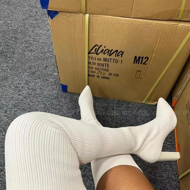 Autumn and winter large -size elastic wool socks boots