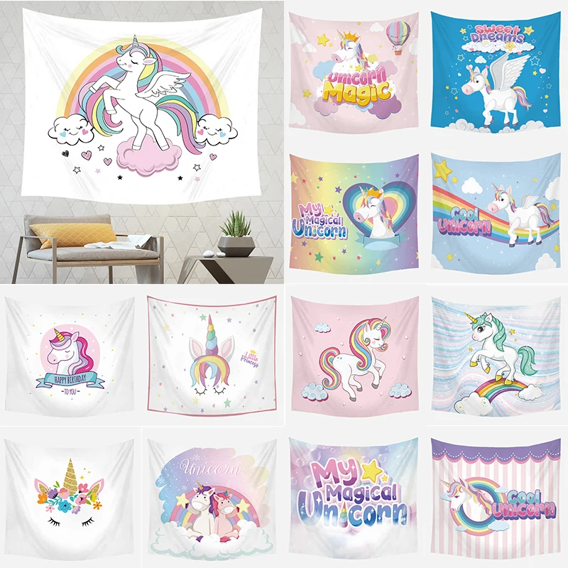

Wall Hanging Tapestry Cartoon Unicorn Pattern Tapestry Bedspread Wall Decor Beach Towel Home Decor