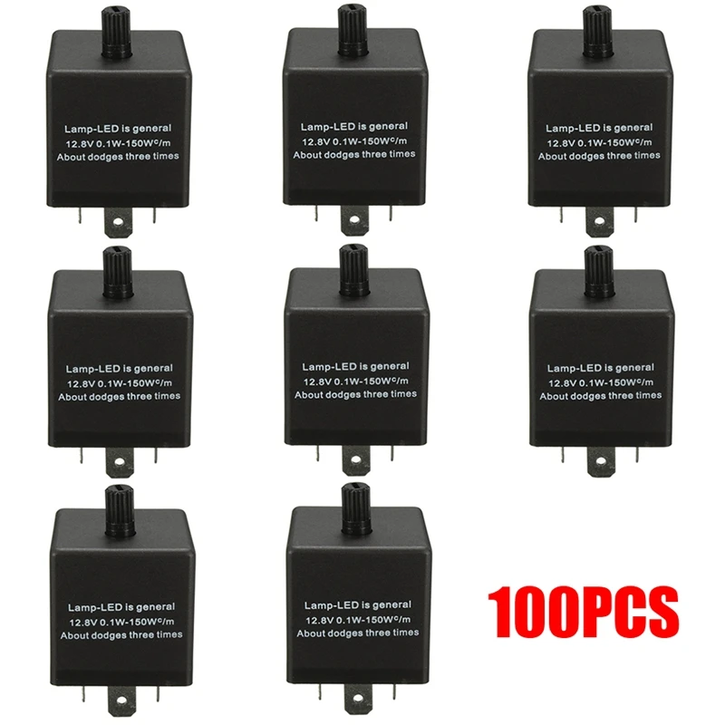 

100PCS 12V 3 Pin LED Adjustable Flash Relay Car Flasher For Turn Signal Bulbs Universal