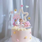 Топпер для торта в виде единорога для девочки, украшение на день рождения, Радужный цвет, детский праздник, сувениры, Аксессуары для выпечки