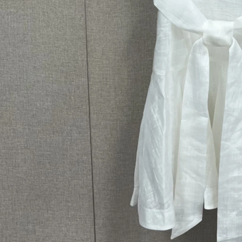 

2023 Summer New Women Dress Bowknot Round Neck Ruffled White Dress