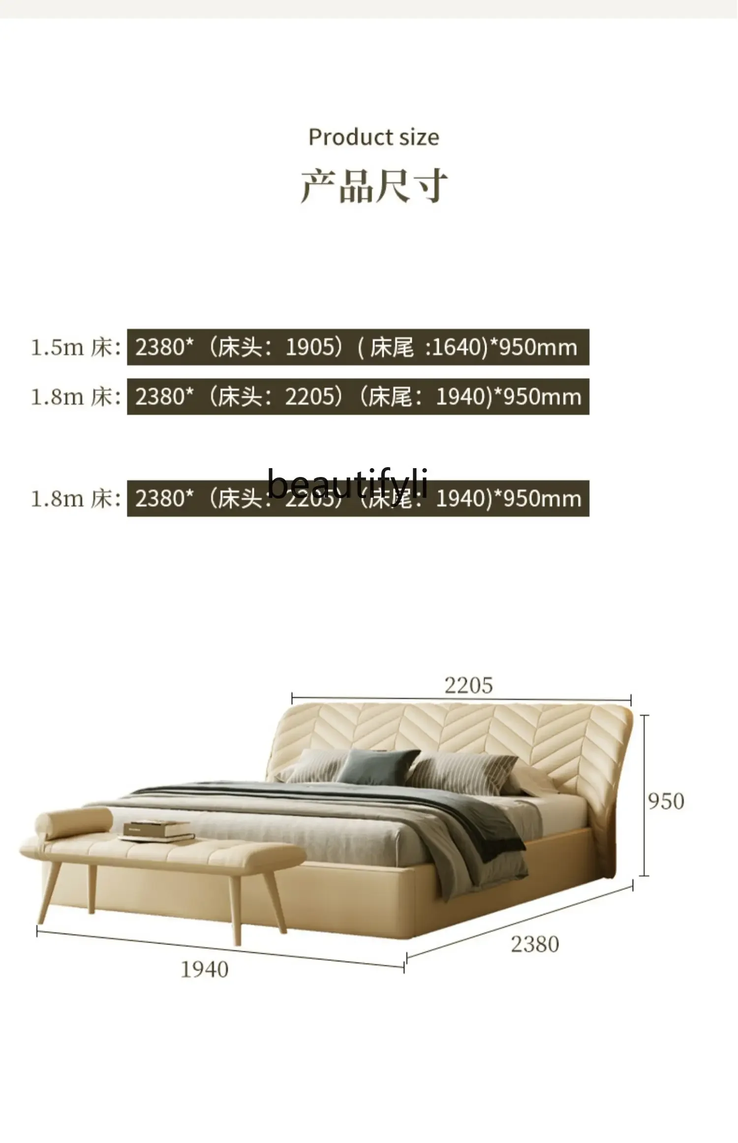 Светильник роскошная кожаная кровать в скандинавском стиле простая Двойная с