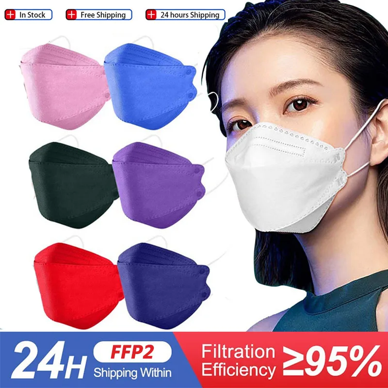 

10PCS Adult KN95 Masks Fish Shape 3D Colores Mascarillas FFP2 FPP2 Approved 4 Layers Dust Face Mouth Mask Safety Masque FFP2 CE