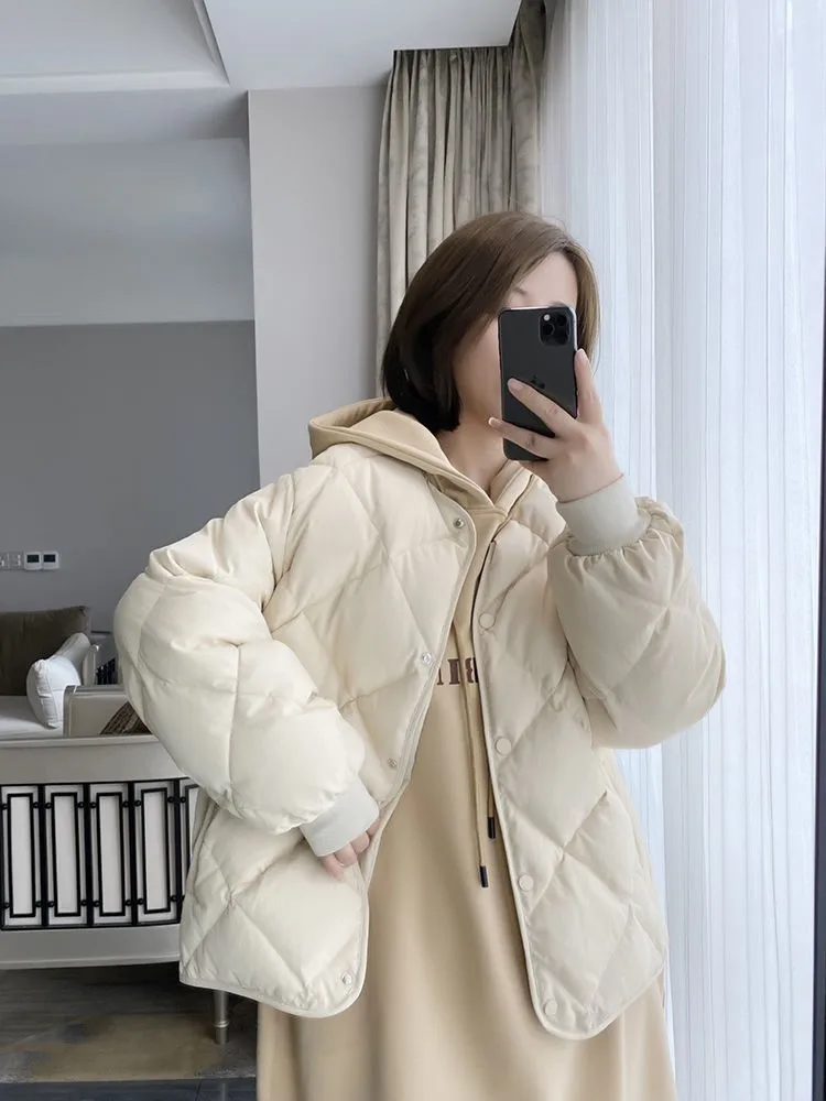 

Зимняя Толстая короткая куртка, пуховик из хлопка, Женская свободная Корейская зимняя стеганая куртка с ромбовидной подкладкой, уличная парка