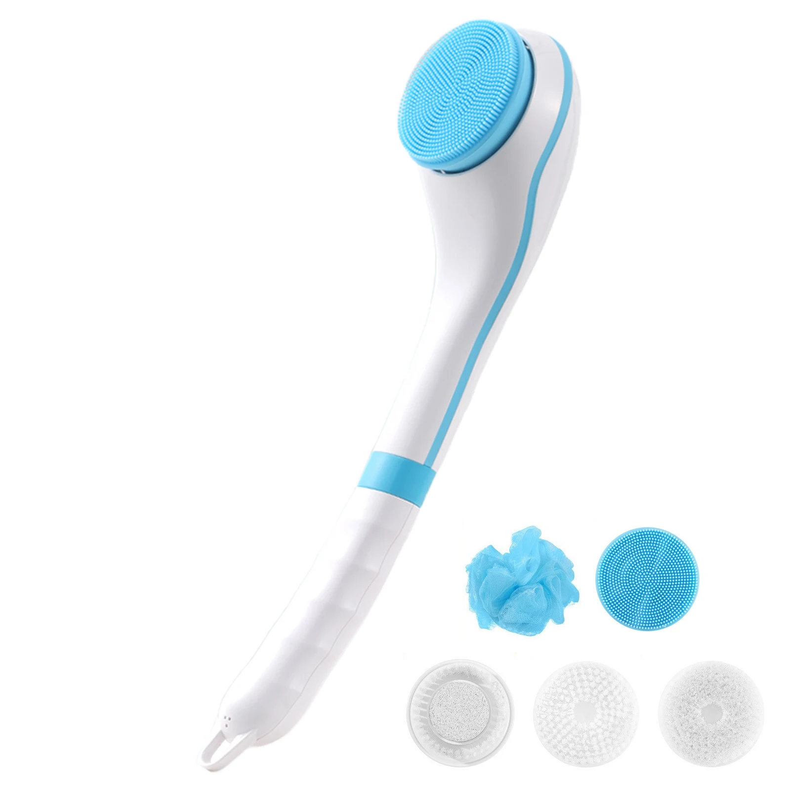 

Multifunctional Bathing USB Rechargeable Cleaning Scrubber Massage Exfoliating 5 In 1 6 Speeds Spin Facial Electric Body Brush