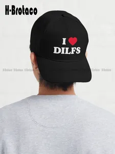 I Love Dilfs Dilf Hunter Dad Sexy Baseball Cap Fashion Caps Tactical Summer Sunscreen Hats Street Skateboard Denim Color Unisex