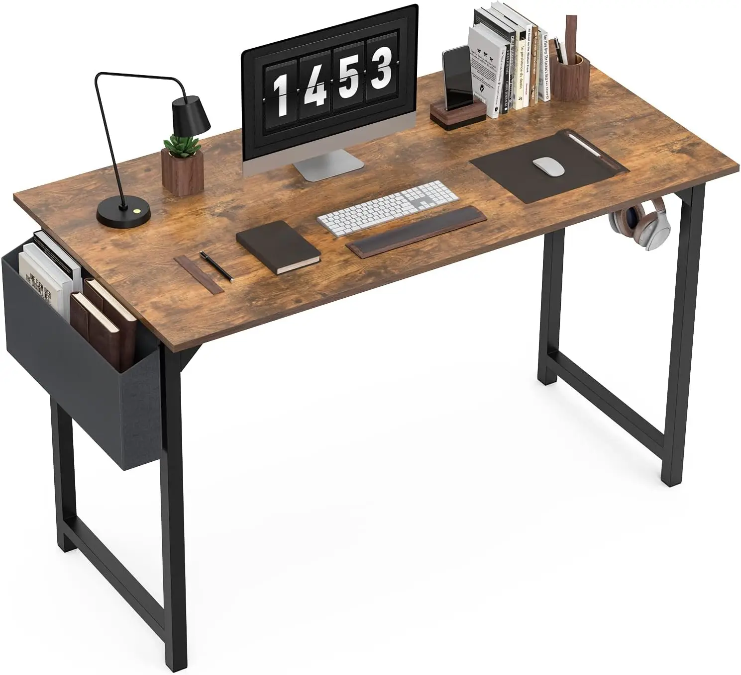 

Inch Home Office Desk - Computer Writing Desk for Small Spaces, Sturdy Simple Study Table with Storage Bag Headphone Hook, 47 x